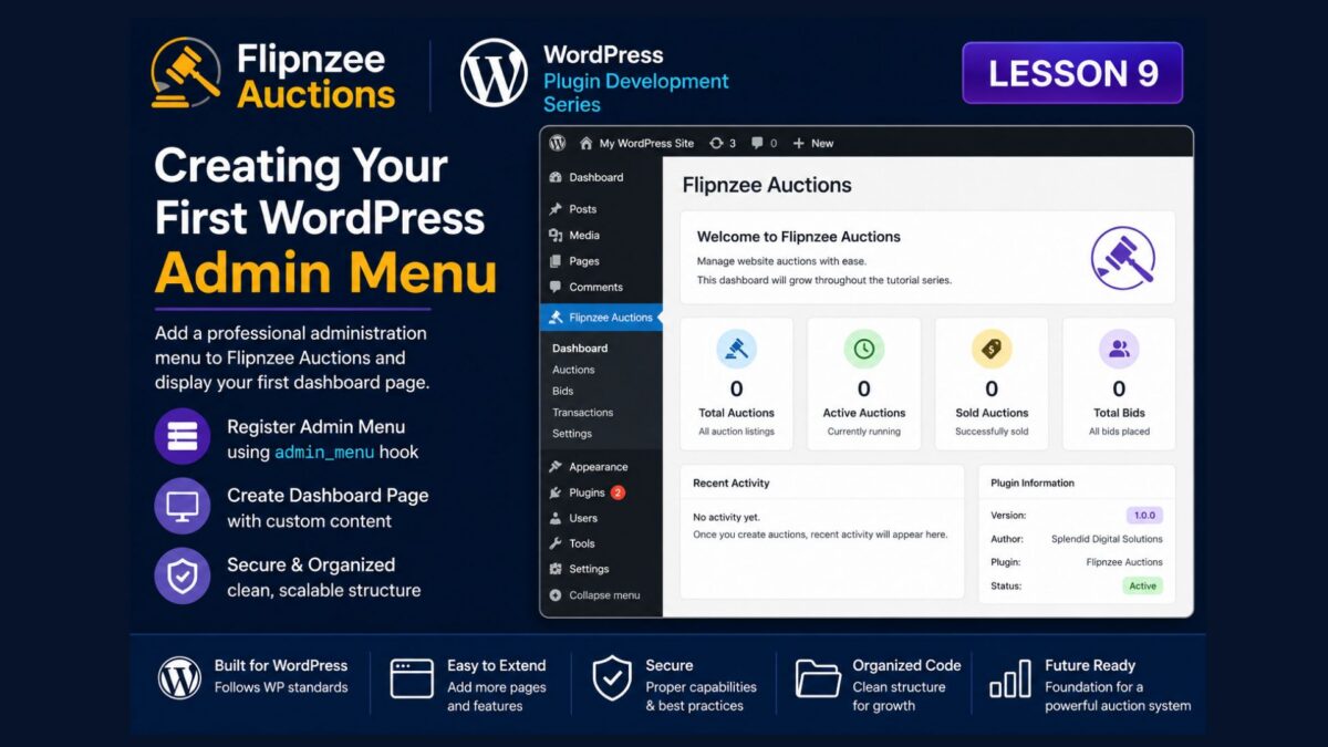wp admin dashboard page