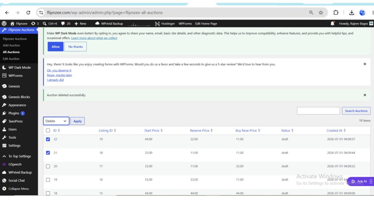 bulk deletion