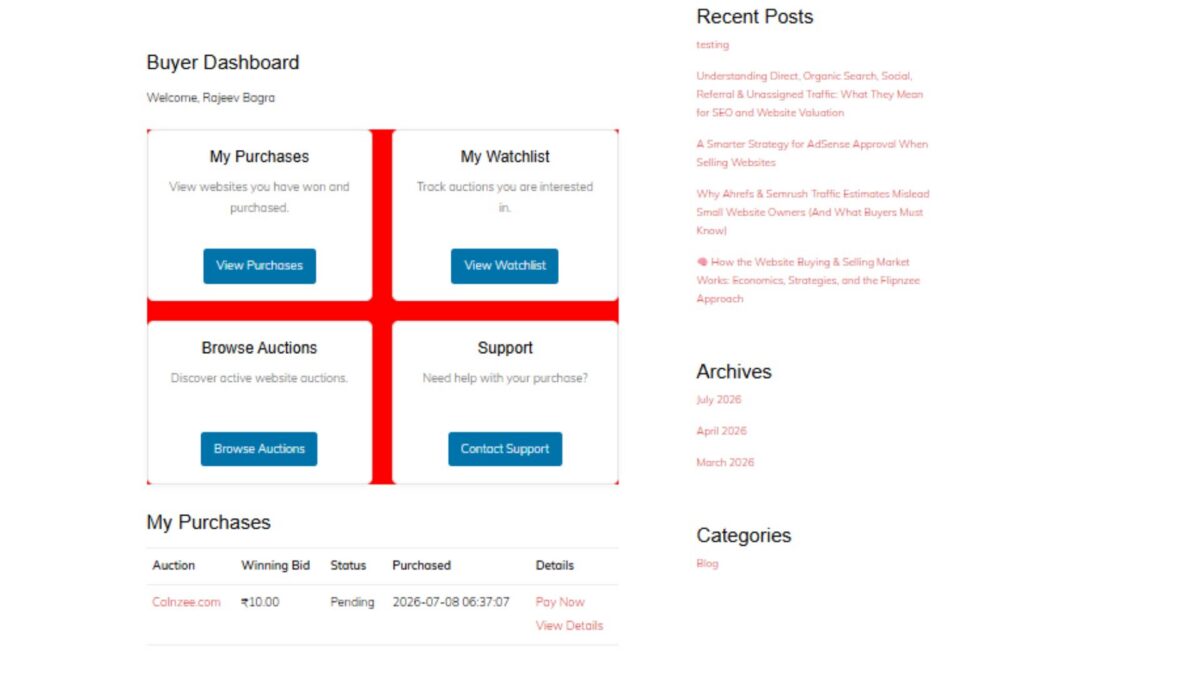 buyer dashboard